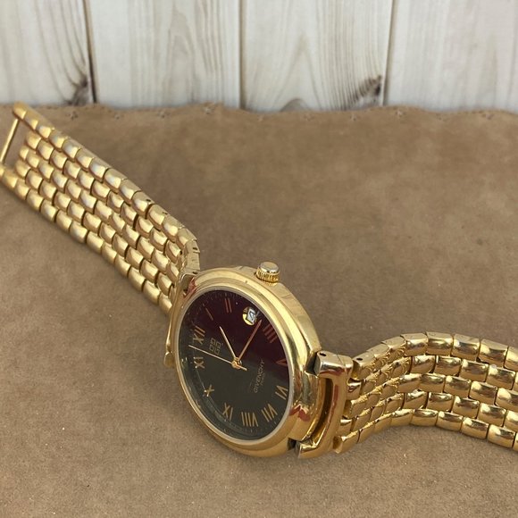 SOLD Vintage Givenchy Paris Watch 18K 10Micron Gold Plated  Date at 3 Roman - Picture 3 of 8